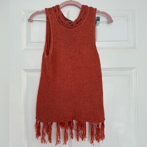 Boho burnt orange crochet tank